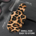 Leather Magnetic Sunglass Holder for Car Sun Visor, Cute Eyeglass Ticket Card Hanger Clip, Universal Auto Interior Accessories for SUV Pickup Truck Classic Leopard