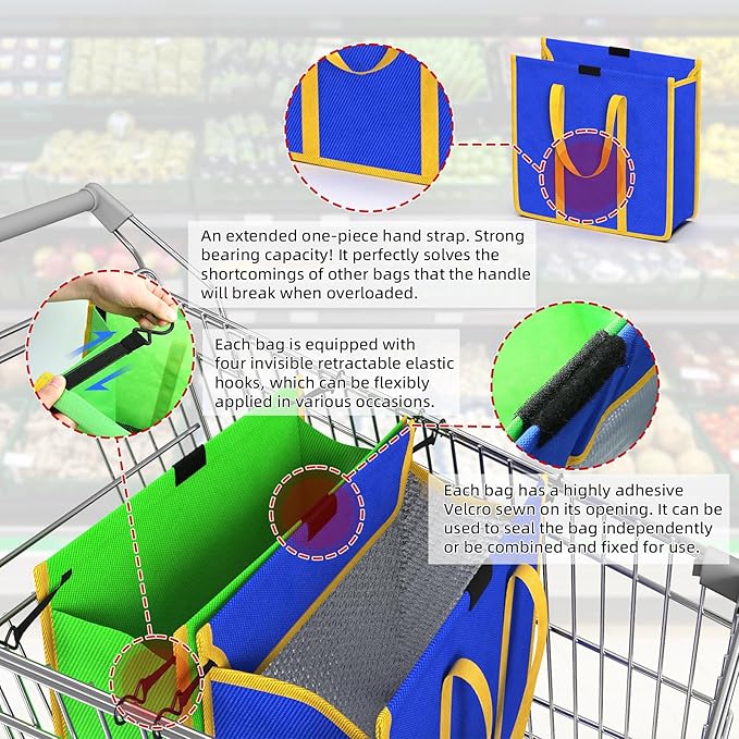 2PCS Shopping Carts Reusable Trolley Bags for Grocery Cart. Foldable Grocery Bags.Reusable Grocery Bags.Tote Bag Eco-friendly Bag.