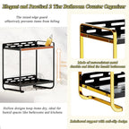 2-Tier Black Carbon Steel Bathroom Counter Organizer - Skincare Cosmetic Display Tray for Perfume, Makeup，Bathroom, Vanity St