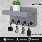 Nekon Key Holder Wall Mount, 8.5 Inch Small Home Decor Wooden Wall Organizer with 4 Hooks and Shelf, Key and Mail Holder for 