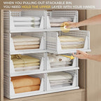 Pinkpum 8 Pack Closet Organizers and Storage Plastic Stackable Storage Bins, Foldable Drawer Shelf Storage Container for Ward