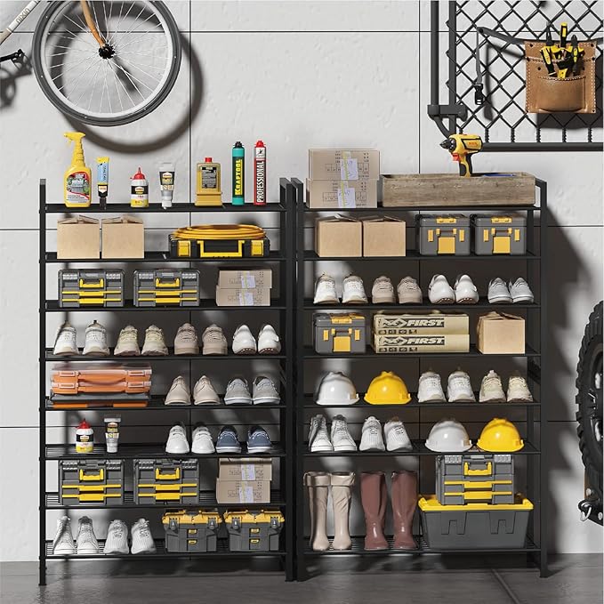 Stackable Shoe Rack for Closet, 8 Tier Metal Heavy Duty Shoe Storage Organizer,Large Capacity Shoe Shelf Max Holds 38 Pairs o
