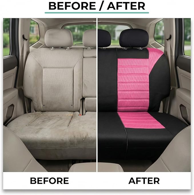 FH Group Automotive Car Seat Covers Rear Set Premium 3D Air Mesh Seat Covers, Airbag Compatible and Split Bench Cover Univers