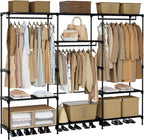 CASAMAYA Clothes Rack, Portable Closet, 81.1 Inch Large Capacity Wardrobe Closet, Clothes Storage Organizer with Shelves and 