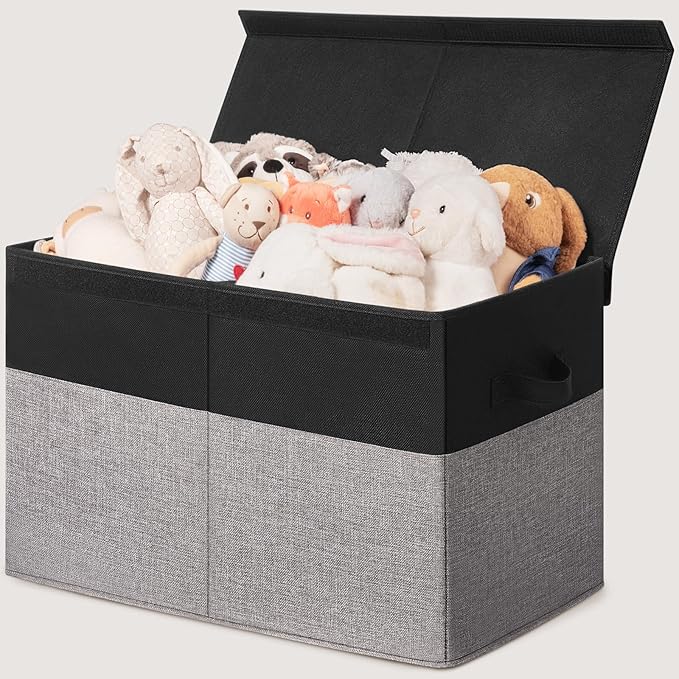 INDRESSME 25"x13"x16" Large Storage Box, Storage Organizer Collapsible Bins with Lids, Playroom, Living Room, Storage Baskets