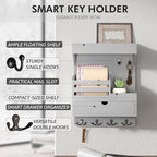 Rebee Vision Wooden Key Holder Wall Mount with Drawer Organizer – Modern Mail and Key Organizer for Wall Featuring 6 Robust H