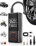 Cordless Tire Inflator 150PSI Portable Air Compressor with Auto Shutoff, Air Pump for Car Tires, Motorcycle, Bike, Balls, Inflatables, LED Light, Red, Standard Capacity
