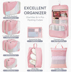 10 Set Packing Cubes for Travel, Gifts for Women Mom,Anti-Tearing Suitcase Organizer for Luggage with Shoe & Hanging Toiletry