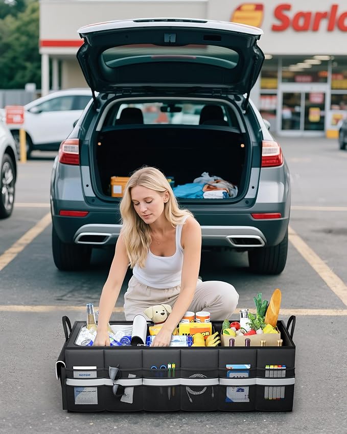 HOTOR Trunk Organizer - Car Organizer with Built-In Leakproof Car Cooler, Collapsible Trunk Organizer with Cooler for SUV,