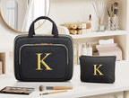 Gifts for Women, Initial Toiletry Makeup Bag Hanging Cosmetic Organizer with Embroidery Letter Personalized Nurse Teacher App