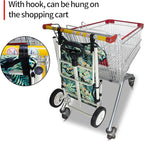 TMZ Heavy-Duty Foldable Shopping Cart with Removable Insulated Bag & Hooks - Lightweight 110 lbs Capacity Grocery Luggage Cart for Market, Travel, Laundry (Tropic Style)