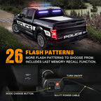 XRIDONSEN 2 in 1 Blue Emergency Lights Traffic Advisor Light Bar 144 LED Warning Safety Strobe Interior Front Windshield Dash Rear Window Light for Police Firefighter Vehicles Trucks Car, 2x17.7 inch