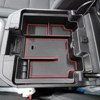 Full Size Center Console Organizer Tray Compatible with 2019-2022 Chevy Silverado/GMC Sierra 1500 and 2020-2022 2023 Silverado/Sierra 2500HD 3500HD Accessories -Full Console w/Bucket Seats ONLY, Red