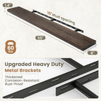 Fun Memories Solid Elm Wood Floating Shelves Set of 1-55 Inch Rustic Wall Shelves with Heavy-Duty Invisible Brackets - for Li