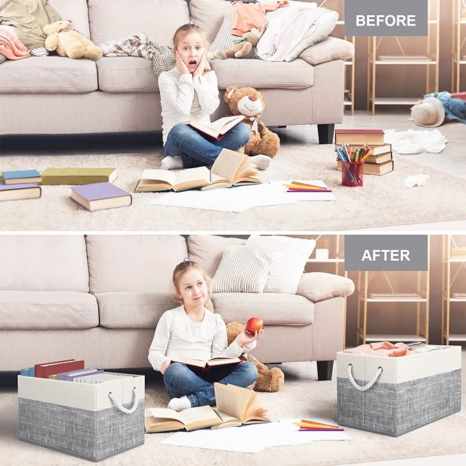 Fab totes Storage Bins [2-Pack], Foldable Storage Baskets for Organizing Toys, Books, Shelves, Closet, Large Storage Box with