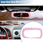 X AUTOHAUX Mirror Accessories Charm Shining Car Rear View Mirror Decorative Cover Faux Crystal Rhinestone Car Interior Trim for Women Pink