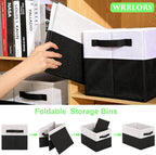 Large Shelf Storage Bins [4 Pack],Decorative Collapsible Storage Basket,Fabric Closet Organizer and Home Storage Cubes with H
