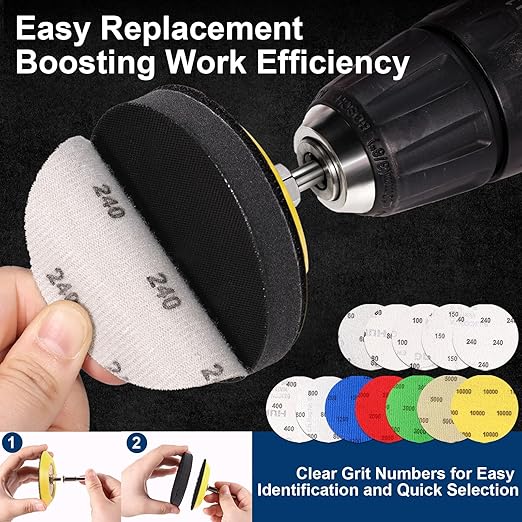 188 PCS 3 Inch Wet Dry Sanding Disc, GOH DODD Headlight Restoration Kit Drill Polishing Kit Sanding Attachment 60-10000 Grit 