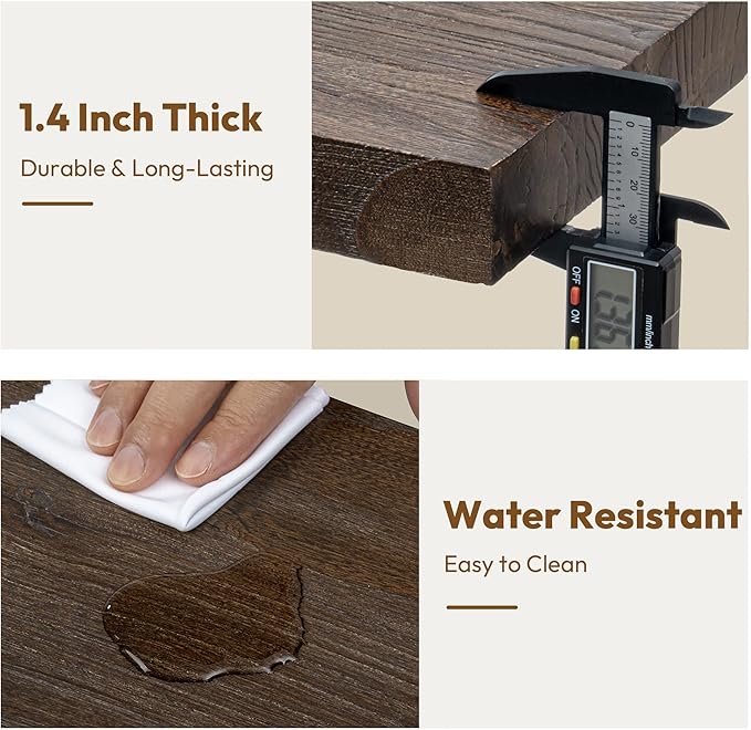 Vivelove Elm Wood Floating Shelves, Wooden Shelves for Wall with Invisible Bracket for Living Room Bedroom Bathroom Office Bo