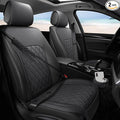 Sanwom Front Car Seat Covers - Leather Seat Covers with Storage Pocket and Two Belt Pads, Anti-Slip Waterproof Universal Seat