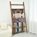 FUIN Extra Wide 6.4ft Wooden Blanket Ladder Living Room Decorative Wal Leaning Farmhouse Quilt Display Holder Rustic Wood Tow