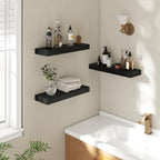 20 Inch Floating Shelves | 6.5 Inch Deep Black Floating Shelves Set of 2 | 20" W x 6.5" D Rustic Black Wood Wall Shelves with