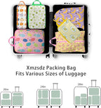 6 Pcs Compression Packing Cubes, Packing Cubes for Travel, Waterproof Luggage Organizer Bags Set, Cute Packaging Cubes for Wo