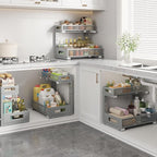 1 Pack-11.4"-16.14" H Under Sink Storage Organizer, Large 2-Tier Elegant Mesh Pull Out Shelf for Kitchen & Bathroom Cabinet O