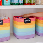 NaturalCozy Storage Cubes 11 Inch Cotton Rope Woven Baskets for Organizing, 3-Pack | Cube Storage Bin | Square Storage Basket