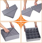 Criusia 3 Pack Sock Underwear Drawer Organizer Dividers, 64 Cell Fabric Foldable Dresser Organizer for Closet Organizers and 