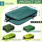 5 Pack Compression Packing Cubes for Travel Space Saving Cubes Luggage Organizer for Suitcase(Green,Mixed)