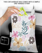 Car Trash Can, Durable Hanging Car Trash Garbage Bag, Cute Automotive Garbage Cans Organizer, Cute Colorful Flowers