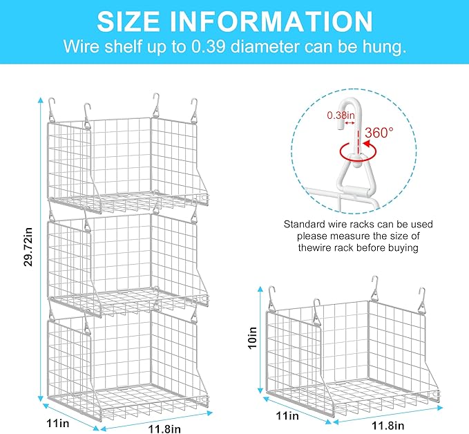 3-Tier Foldable Laundry Basket Organizer with Rotating Hooks - Space-Saving Over Washer and Dryer Shelf for Laundry Room Orga