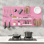 MULSAME Pegboard Combination Kit, Wall Mounted Storage Set with 8 Pegboards & 28 Accessories Hanging, Peg Boards Organizer fo
