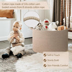 INDRESSME XXXLarge Blanket Basket for Living Room 21.7" x 21.7" x 13.8"-Storage Basket with Handle for Organizing Toy Pillows