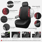 CAR PASS Bling Diamond Black Leather Car Seat Covers for 2 Front Interior Sets, Waterproof Shining Glitter Sparkly Crystal Un