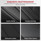 FREESOO Black Front Car Seat Covers - Faux Nappa Leather Seat Covers for Cars, with Carbon Fiber Texture Seatbelt Pads, Water