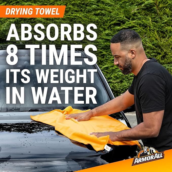 Armor All Car Wash and Car Interior Cleaner Kit, Includes Towel, Tire Foam, Glass Spray, Protectant Spray and Cleaning Spray,