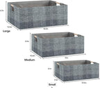 Fabric Storage Bin Box Collapsible Cotton Linen Storage Cube with Wooden Handles Rectangular Decorative Home Organizer Clothe