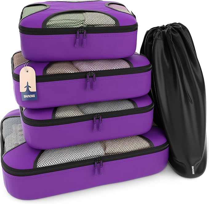 Shacke Packing Cubes for Travel 5 Set - Premium Luggage Organizer Bags - Versatile Travel Organizer for Women and Men - Optim