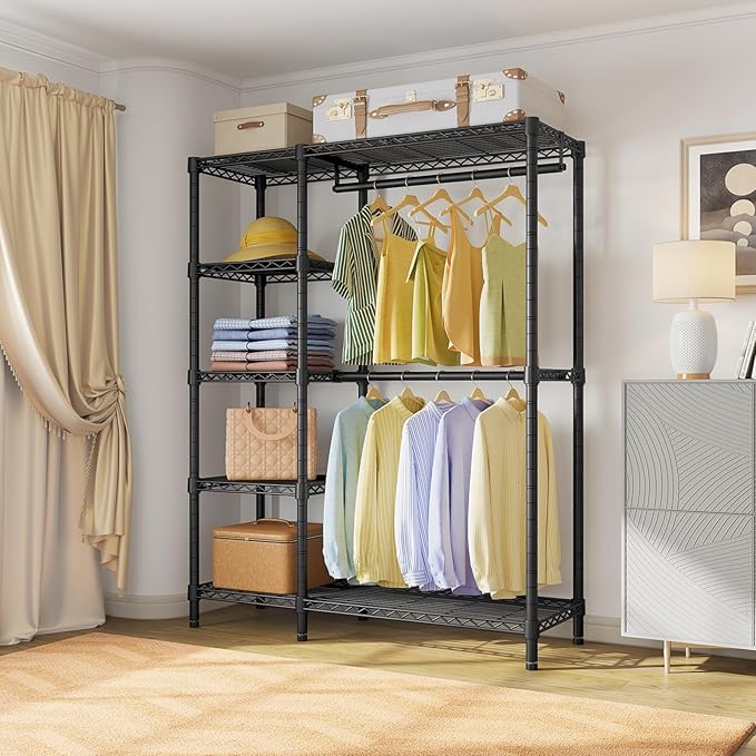 VIPEK V7 Garment Rack for Hanging Clothes Heavy Duty Clothes Rack with Shelves, Portable Closet Racks Metal Clothing Racks 5 