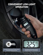 AstroAI Digital Tire Pressure Gauge with Replaceable AAA Batteries 0-150PSI, Accurate in 0.1 Increments, Tire Gauge with Backlit LCD, Presta Valve Adaptor, 4 Units for Car Truck Bicycle, Black, 2pack