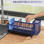 Cisily Sponge Holder for Kitchen Sink, Sink Caddy Organizer with High Brush Holder, Kitchen Countertop Organizers and Storage