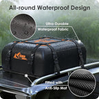 Car Rooftop Cargo Carrier Bag 15 Cubic Feet, 100% Waterproof Heavy Duty Car Roof Bag for All Vehicle with/Without Racks - Anti-Slip Mat, 4 Door Hooks, Storage Bags, 4PCS 3.8CM Straps(Orange)