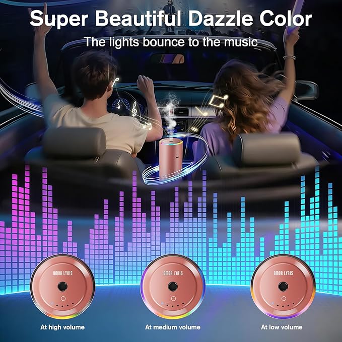 Car Air Freshener, Smart Car Air Fresheners Diffuser with 100ml Fragrance, Long Lasting Lasts 6 Months, RGB Music Syncing Lig