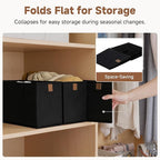 StorageWorks Long Narrow Storage Basket, Collapsible Fabric Storage Bins, Small Baskets for Organizing with PU Handle, Great 
