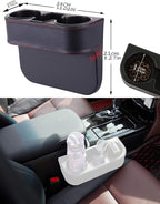 Car Seat Organizer Cup Drink Holders,Multifunctional Gap Filler Storage Box,Insert Organization Helps Reduce Distracted Driving&Holds Phone Mount Mug Bottle Cellphone Coaster Wallet Card (XBD-Black)