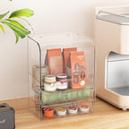 GearFusion 3 Tier Clear Cosmetic Organizer, Makeup Display Case with Lid & Drawers, Countertop Dresser Vanity Storage Box, Be