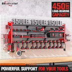 49.8" W Large Power Tool Organizer Wall Mount, Heavy Duty Tool Organizer with 14 cordless Drill Holder, 4 Layers Garage Organ
