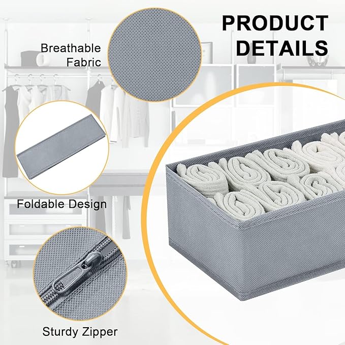 DIMJ Drawer Organizer Clothes Set of 8, Foldable Closet Drawer Organizer, Underwear Drawer Box, Fabric Drawer Dividers for Ba